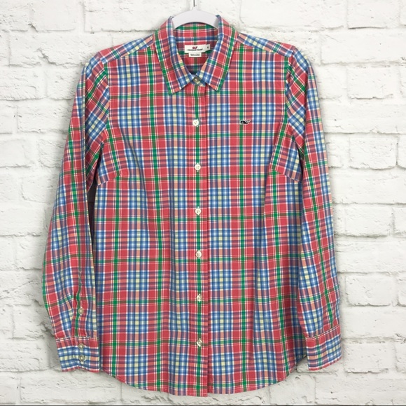 Vineyard Vines Tops - Vineyard Vines Coral Spring Plaid Dress Shirt 4